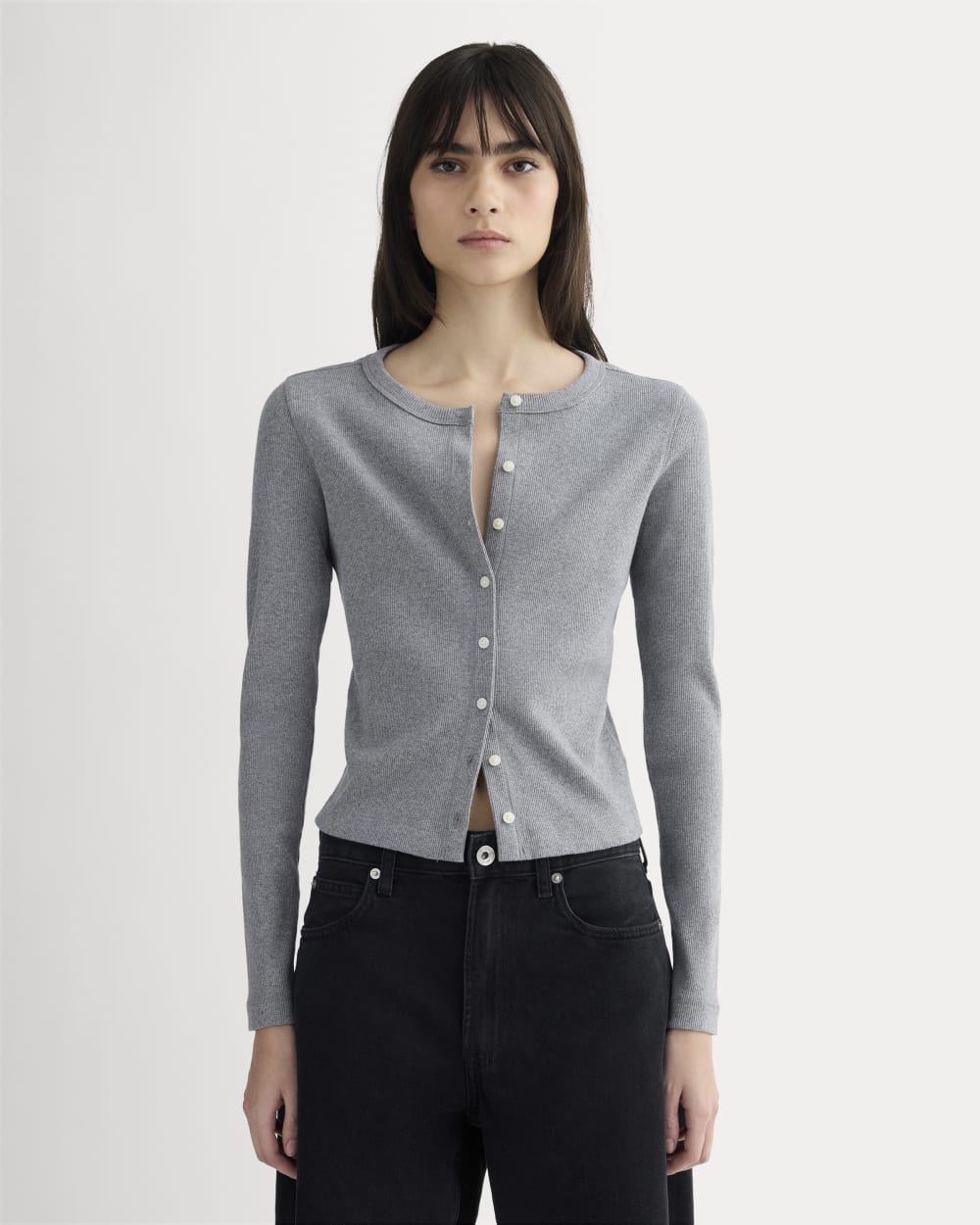 The Selfie Cardigan | Mid Heather Grey
