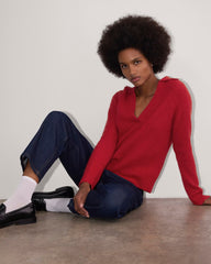 The Oversized Polo in Alpaca | Berry Red