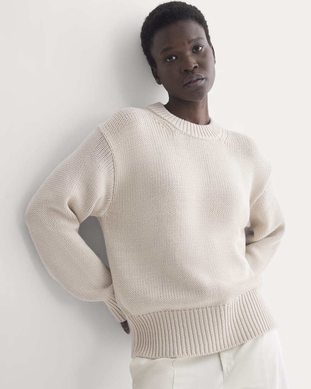 Oversized Cocoon Crew in Elevated Cotton | Peyote