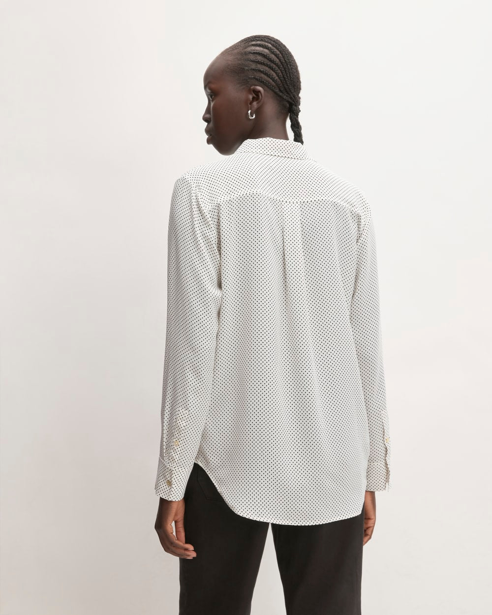 The Must-Have Shirt in Washable Silk | Bone / Black Polka Dot