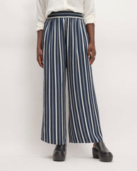 The Satin Pull-On Pant |  Navy / Bone