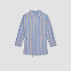 The Poplin Tie Back Shirt | Blue Opal / Cabernet / White