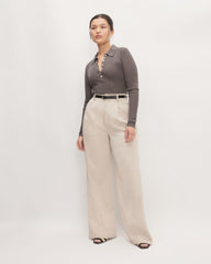 The Polo in Ultrasoft Merino | Heather Cocoa