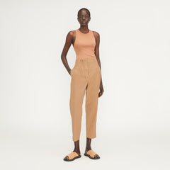 The Poplin Pleated Taper Pant | Caramel