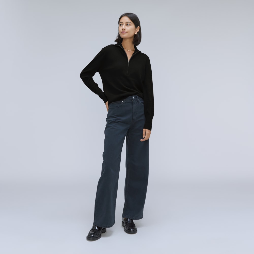 The Luxe Merino Half-Zip Sweater | Black