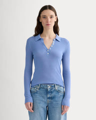 The Polo in Ultrasoft Merino | Bluebell