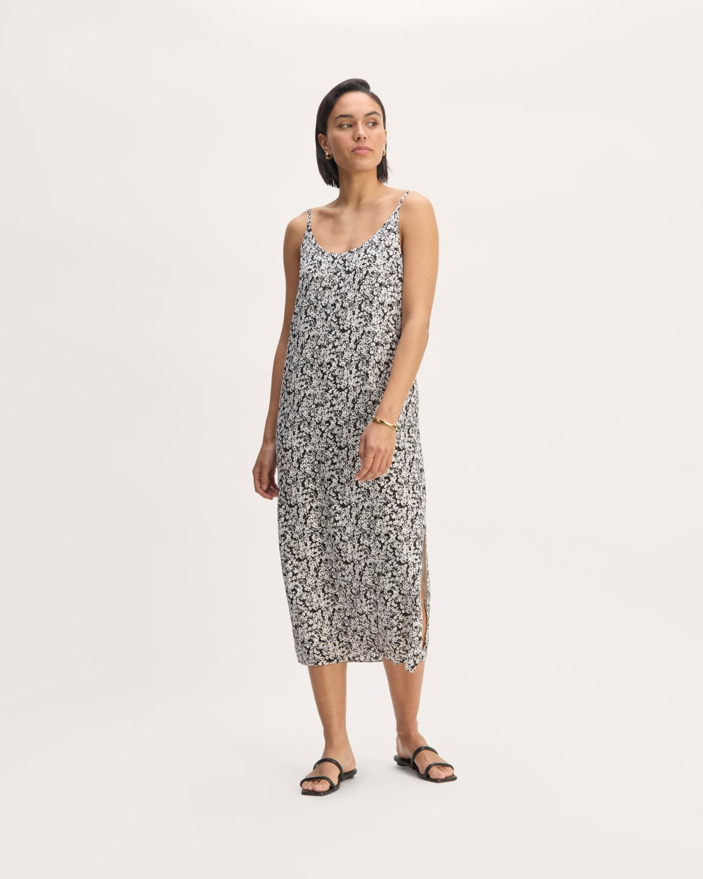 The Summer Slip Dress | Black / Bone Mini Floral