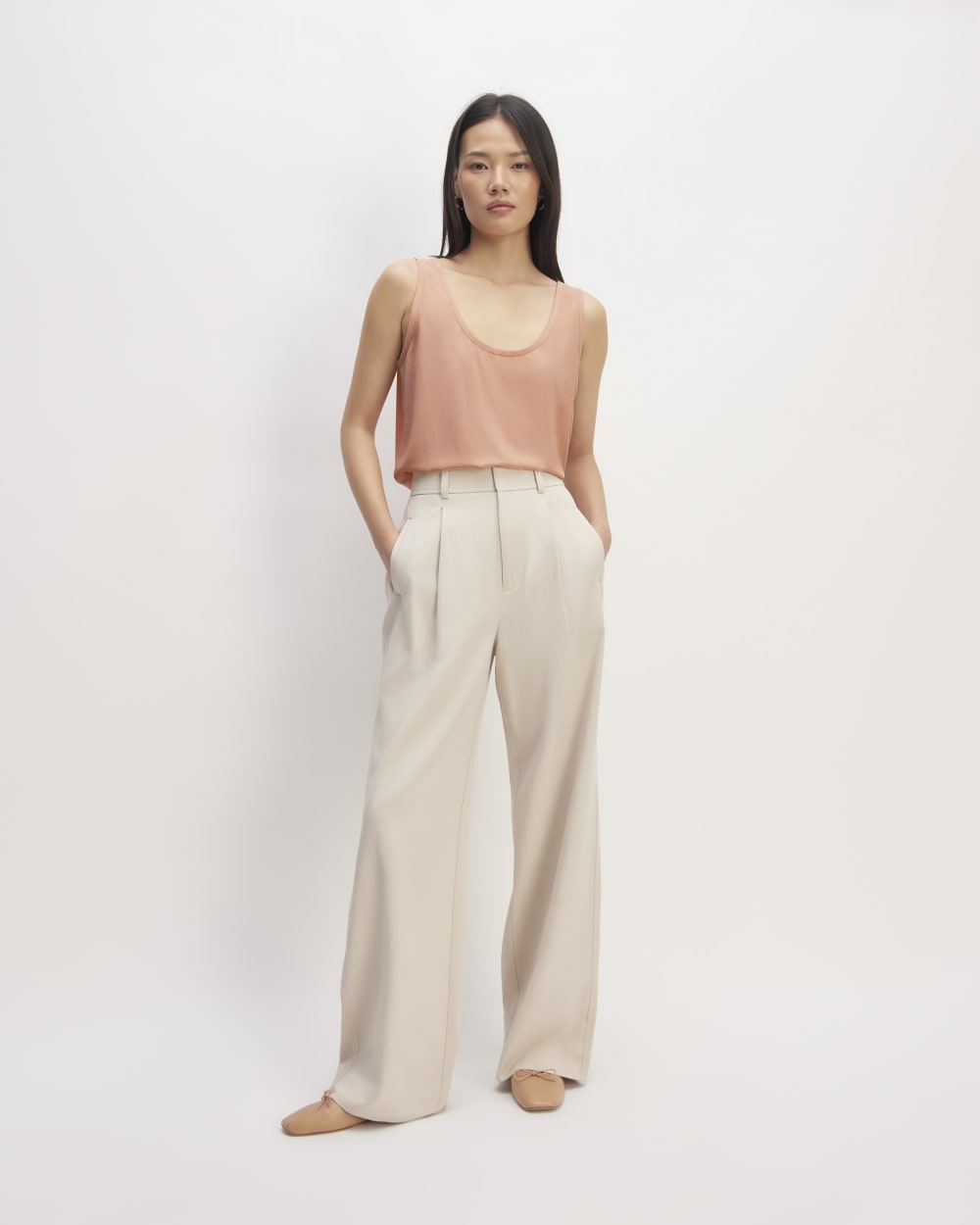 The Scoop Tank in Washable Silk | Blush Pink