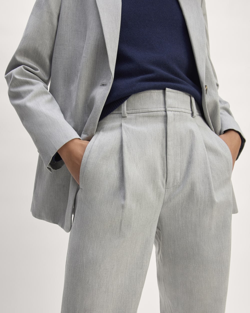 The Draper Pleated Pant in Buttersmooth | Heather Steel | 32" Inseam