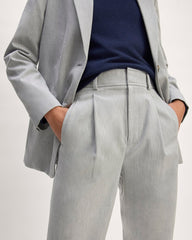 The Draper Pleated Pant in Buttersmooth | Heather Steel | 32" Inseam