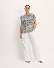 The Gathered Neck Top | Black / Bone Mini Floral