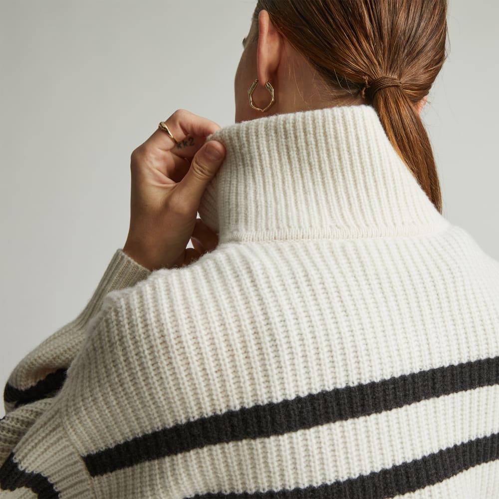 The Half-Zip Sweater in Luxe Merino | Bone / Black