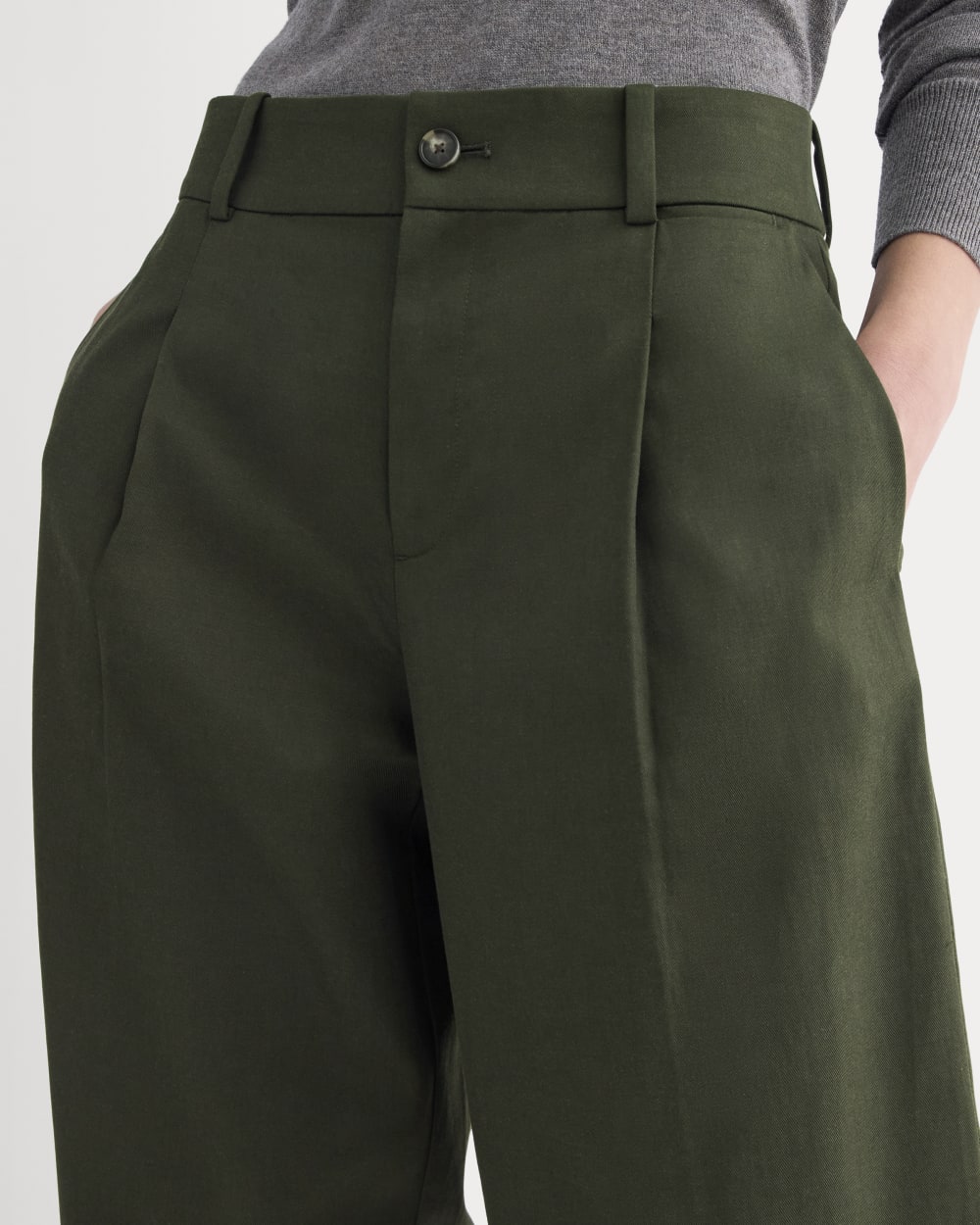 Wide-Leg Trouser in Buttersmooth | Dark Green | 32" Inseam