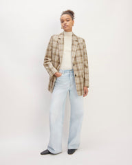 The Oversized Blazer in Buttersmooth | Pale Khaki Plaid