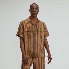The Resort Shirt in Linen | Toasted Coconut / Black