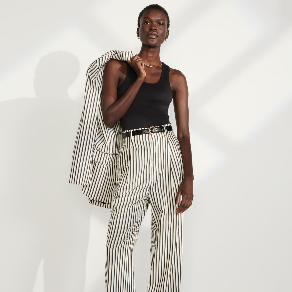 The Draper Pleated Pant in Buttersmooth | Ombre Stripe | 32" Inseam