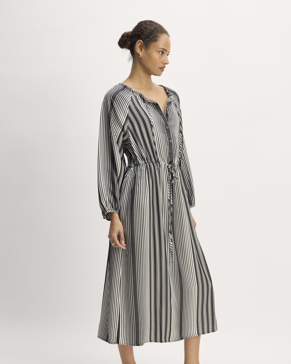 The TENCEL™ Gathered Maxi Dress | Black / Bone
