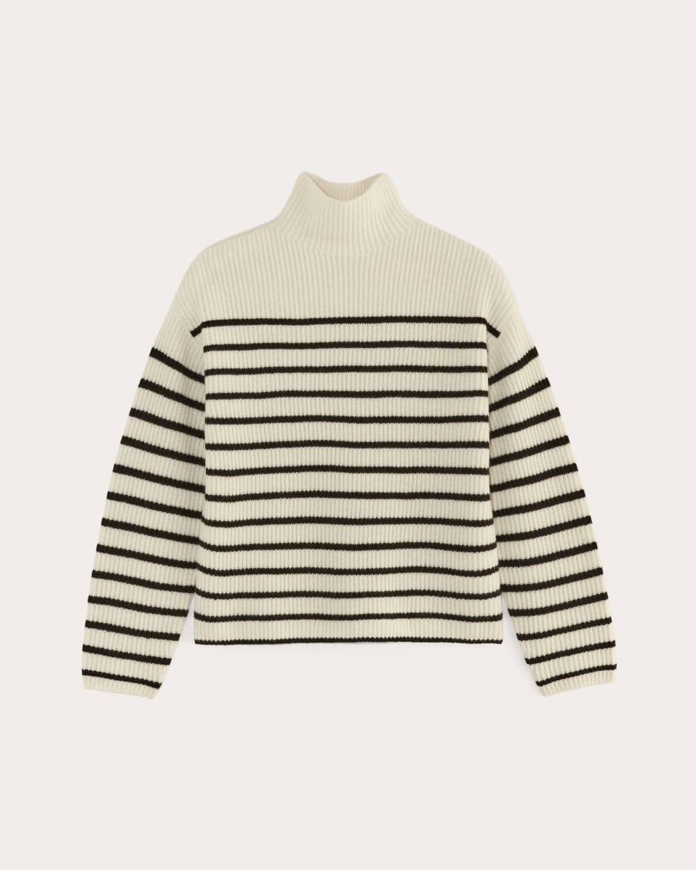 The Fisherman Turtleneck in Wool Cashmere | Bone / Black