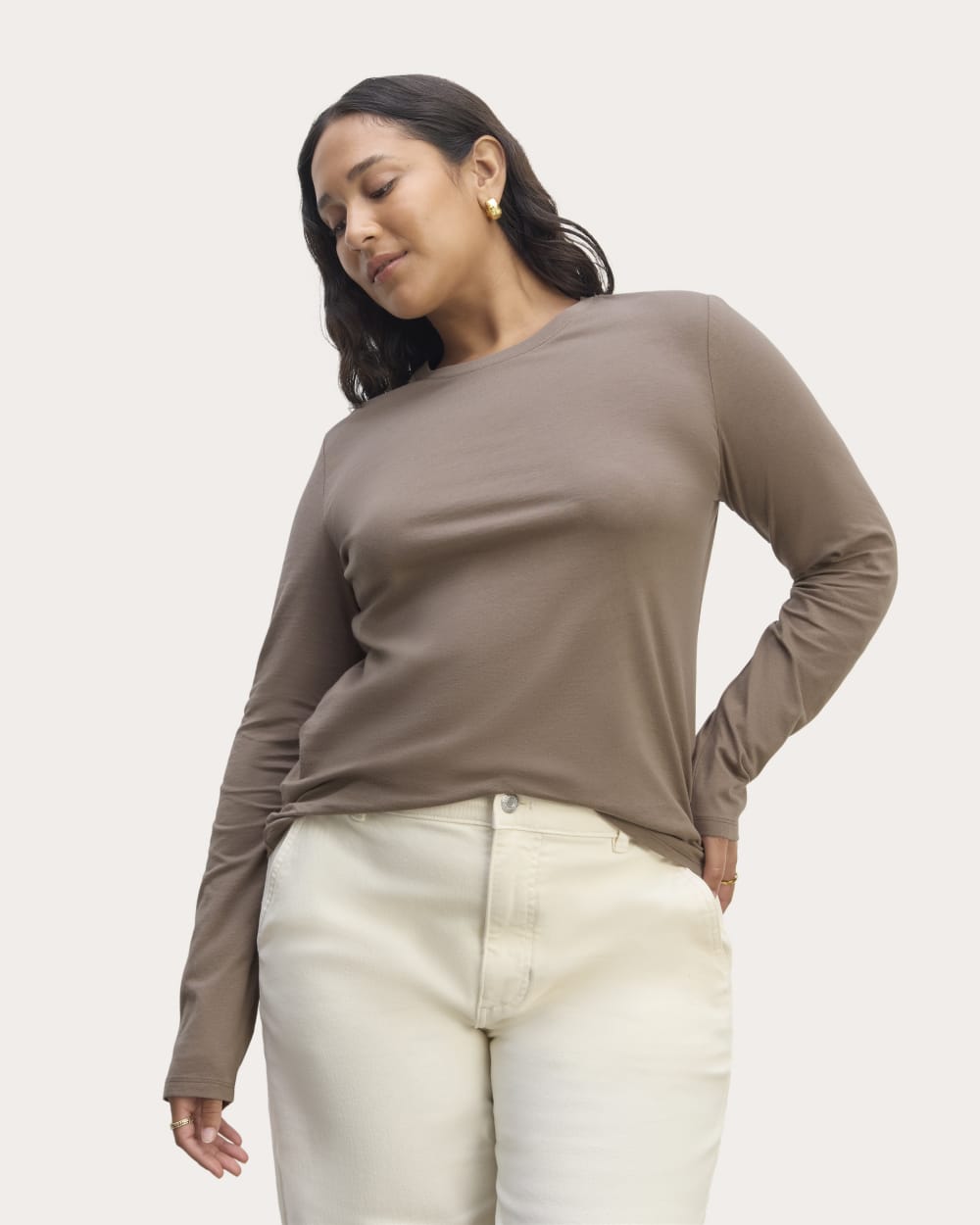 The Slim Long-Sleeve Crew in Essential Cotton | Clay