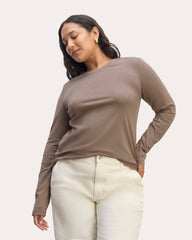 The Slim Long-Sleeve Crew in Essential Cotton | Clay
