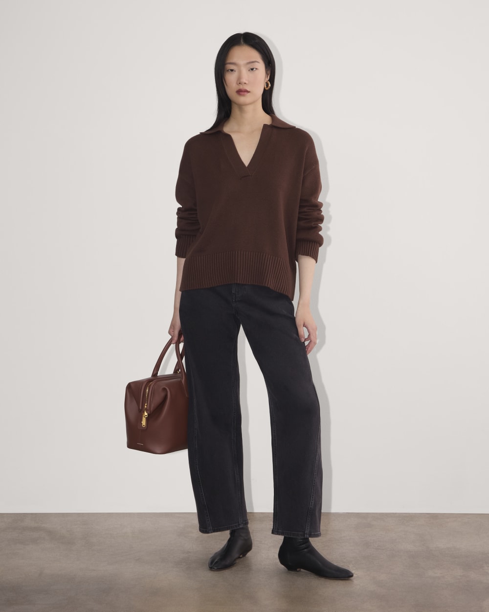 The Boxy Polo in Everyday Cotton | Dark Mahogany
