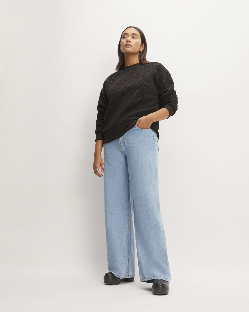 The ReNew Fleece Oversized Crew | Black