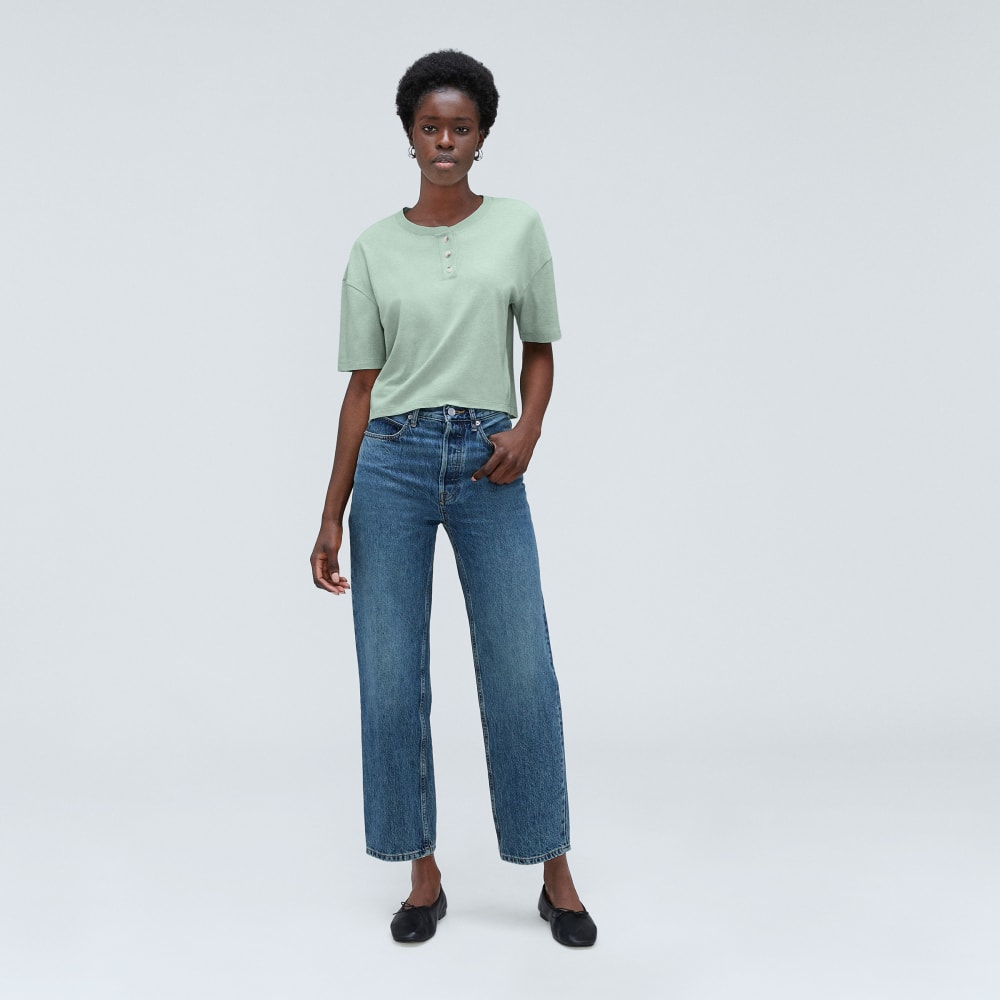 The Vintage Henley Hemp Tee | White Sage