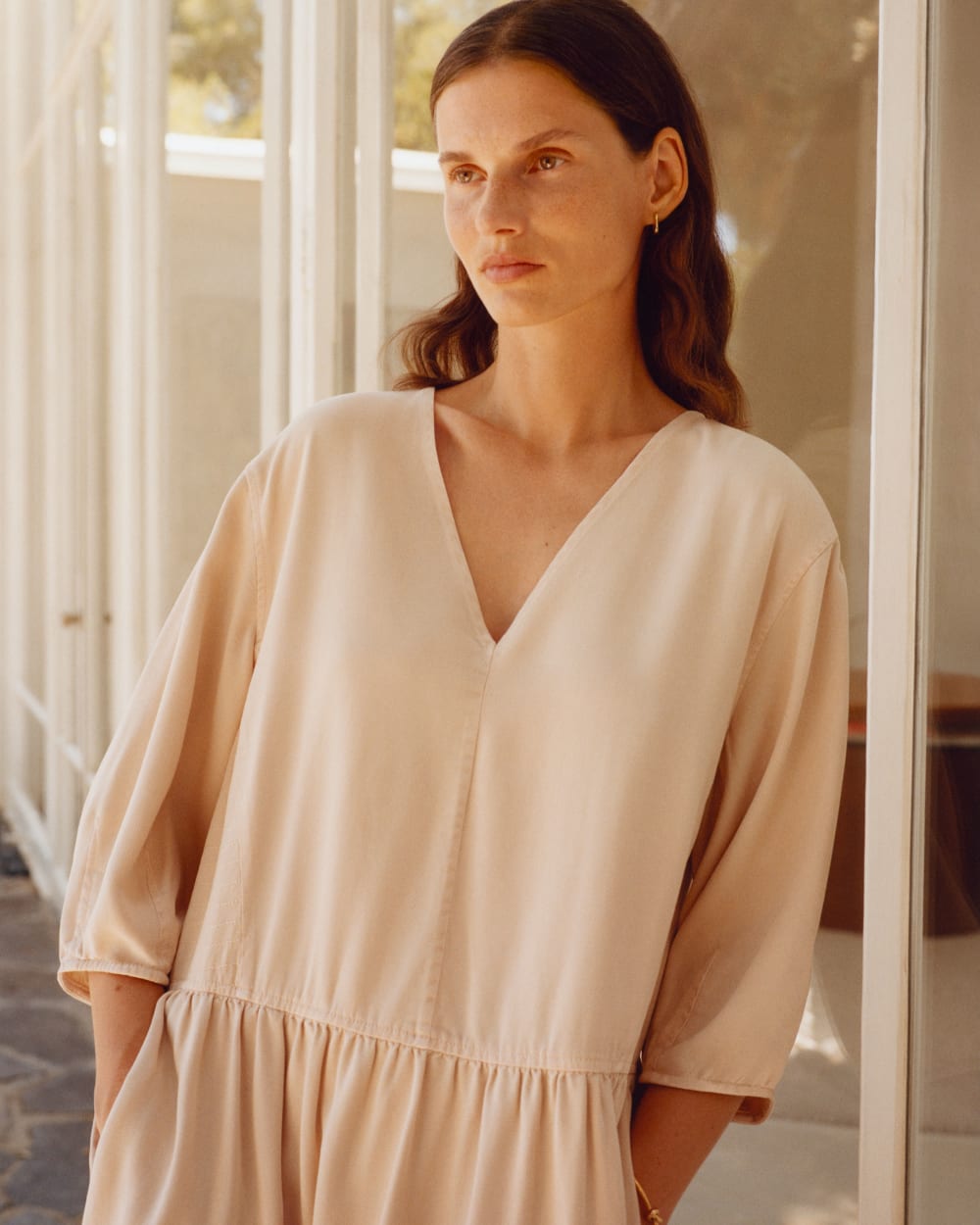 The TENCEL™ Puff-Sleeve Dress | Whisper Pink