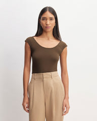 The Supima® Form Cap-Sleeve Tee | Cocoa