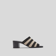 The Glove Mule in ReKnit | Black/ Parchment Stripe