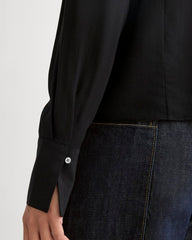 The V-Neck Blouse in Washable Silk | Black