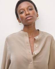 The Henley Shirt in Washable Silk | Burnt Sugar