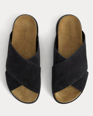 The Suede Crossover Sandal |  Black