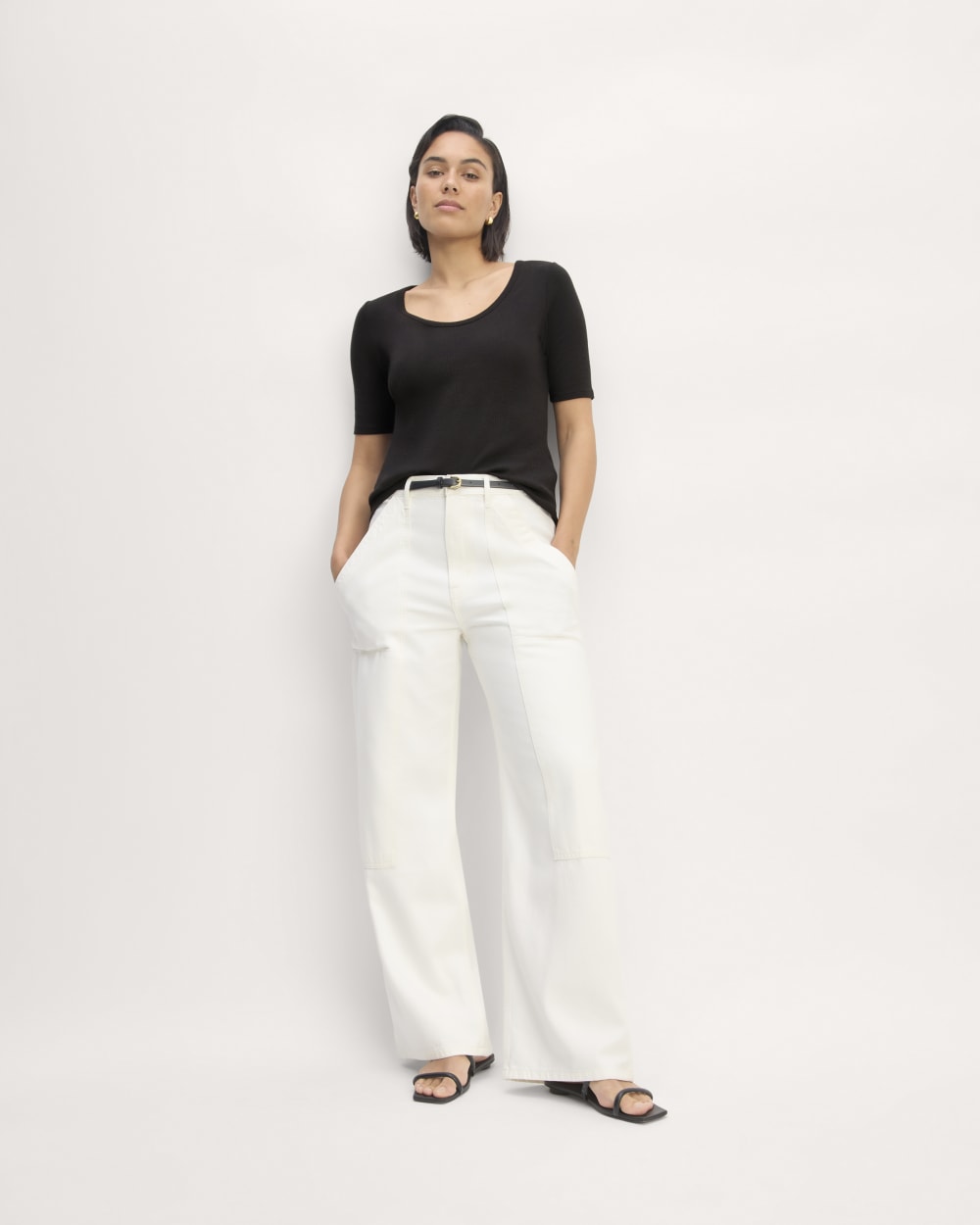 The Vintage Rib Scoop-Neck Top | Black