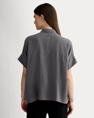 The Boxy Shirt in Washable Silk | Graphite