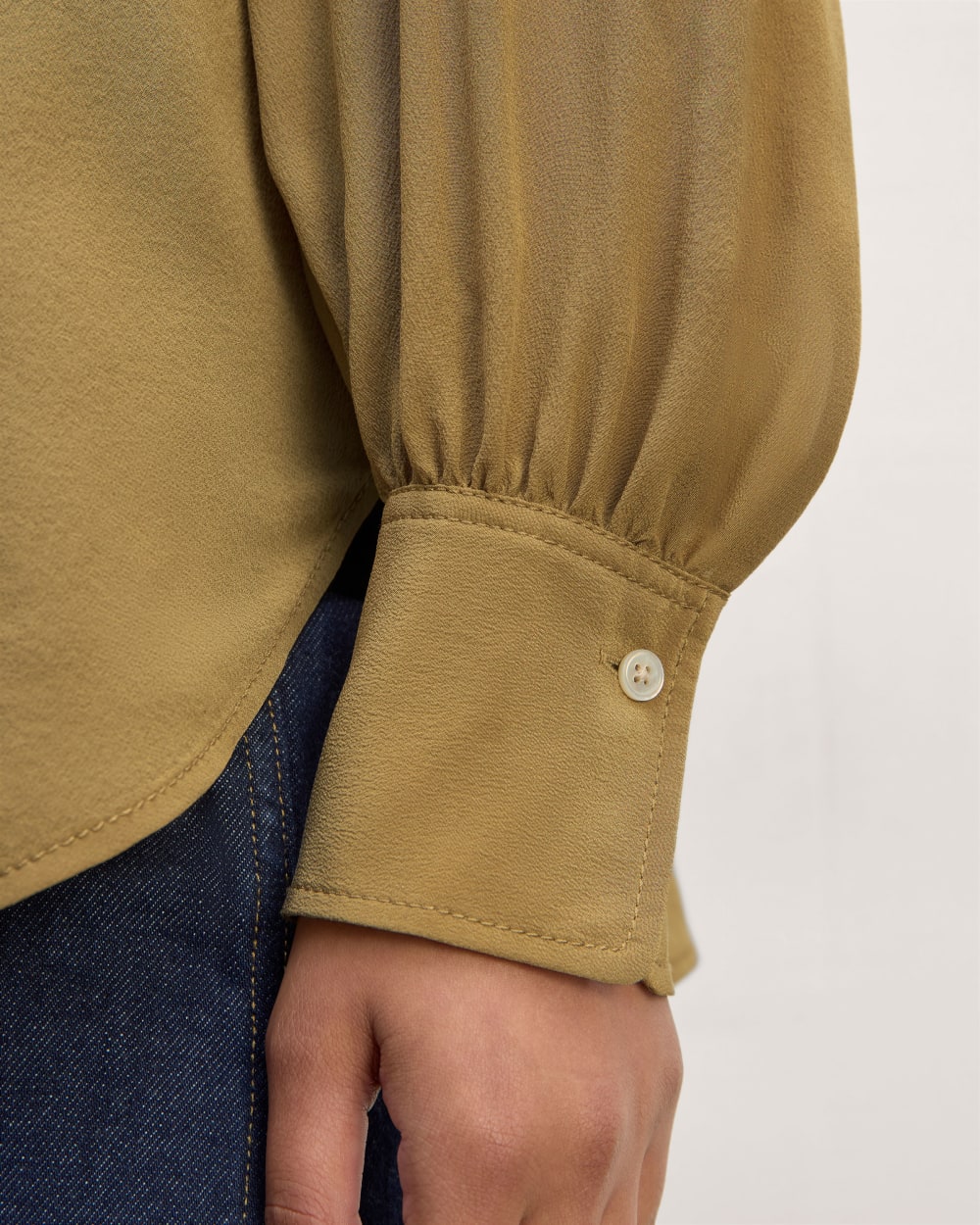 The Henley Shirt in Washable Silk | Fennel Seed