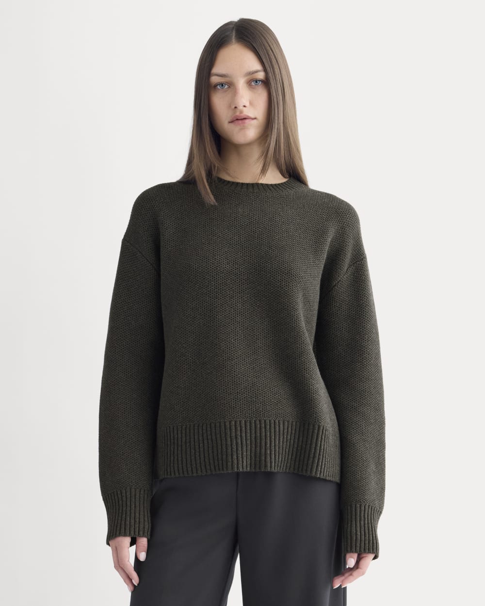 The Cotton Honeycomb Square Crew | Heathered Soot